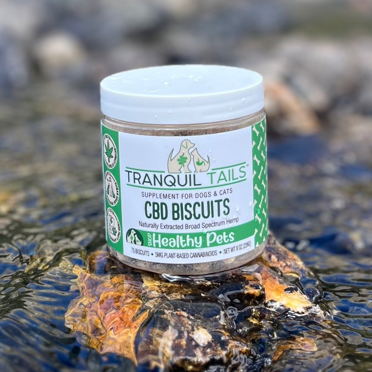 Jar of Tranquil Tails CBD Treats for dogs and cats