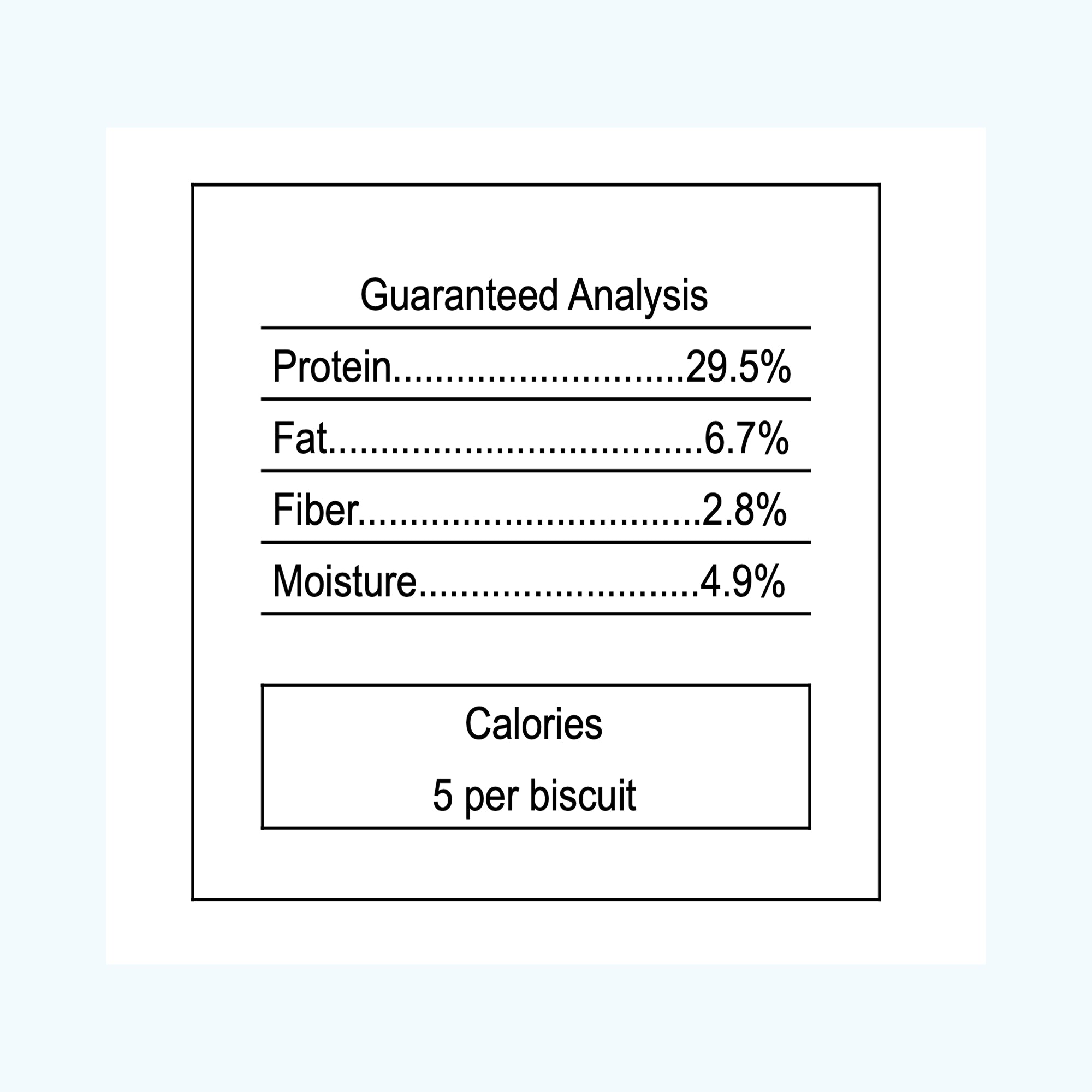 Guaranteed analysis label for biscuits