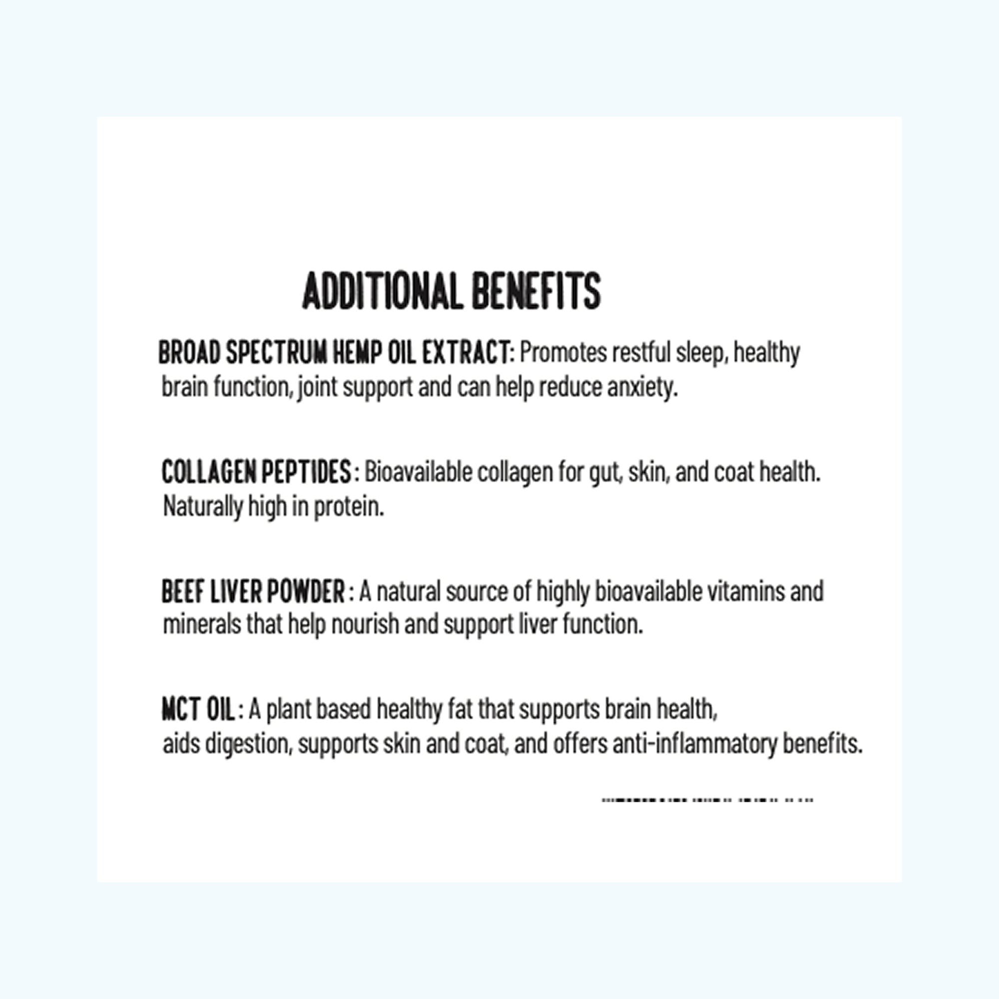 Text listing additional benefits of a product